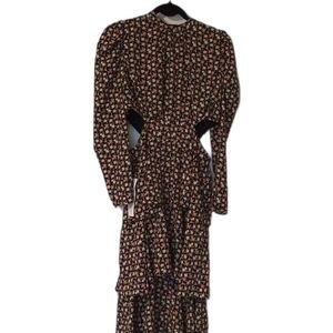 Topshop NWT Size 8 Cut Out Tiered Layered Floral Rose Dress Corals on Black NEW!